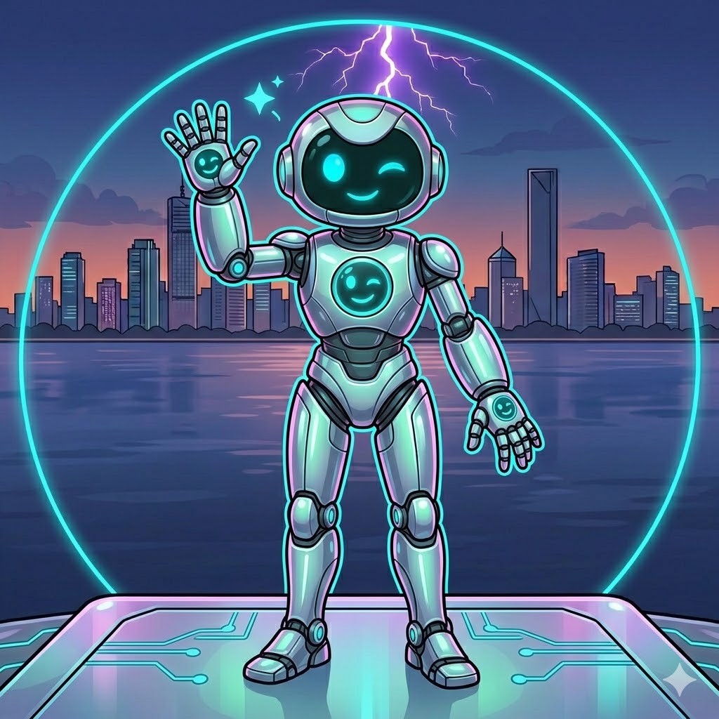 GwenBot waving — FutureVision.Live support agent