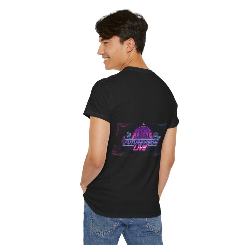 FutureVision Live logo on back of black t-shirt